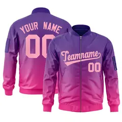 Purple Pink Gradient Fashion Varsity Letterman Bomber Jacket 1