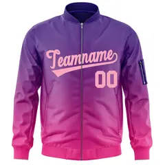Purple Pink Gradient Fashion Varsity Letterman Bomber Jacket 3