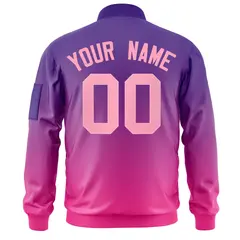 Purple Pink Gradient Fashion Varsity Letterman Bomber Jacket 4