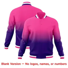 Purple Pink Gradient Full-Snap Varsity Letterman Jacket 7