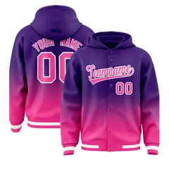 Purple Pink Gradient Letterman Varsity Jacket Hoodie
