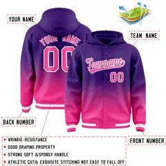 Purple Pink Gradient Letterman Varsity Jacket Hoodie 4
