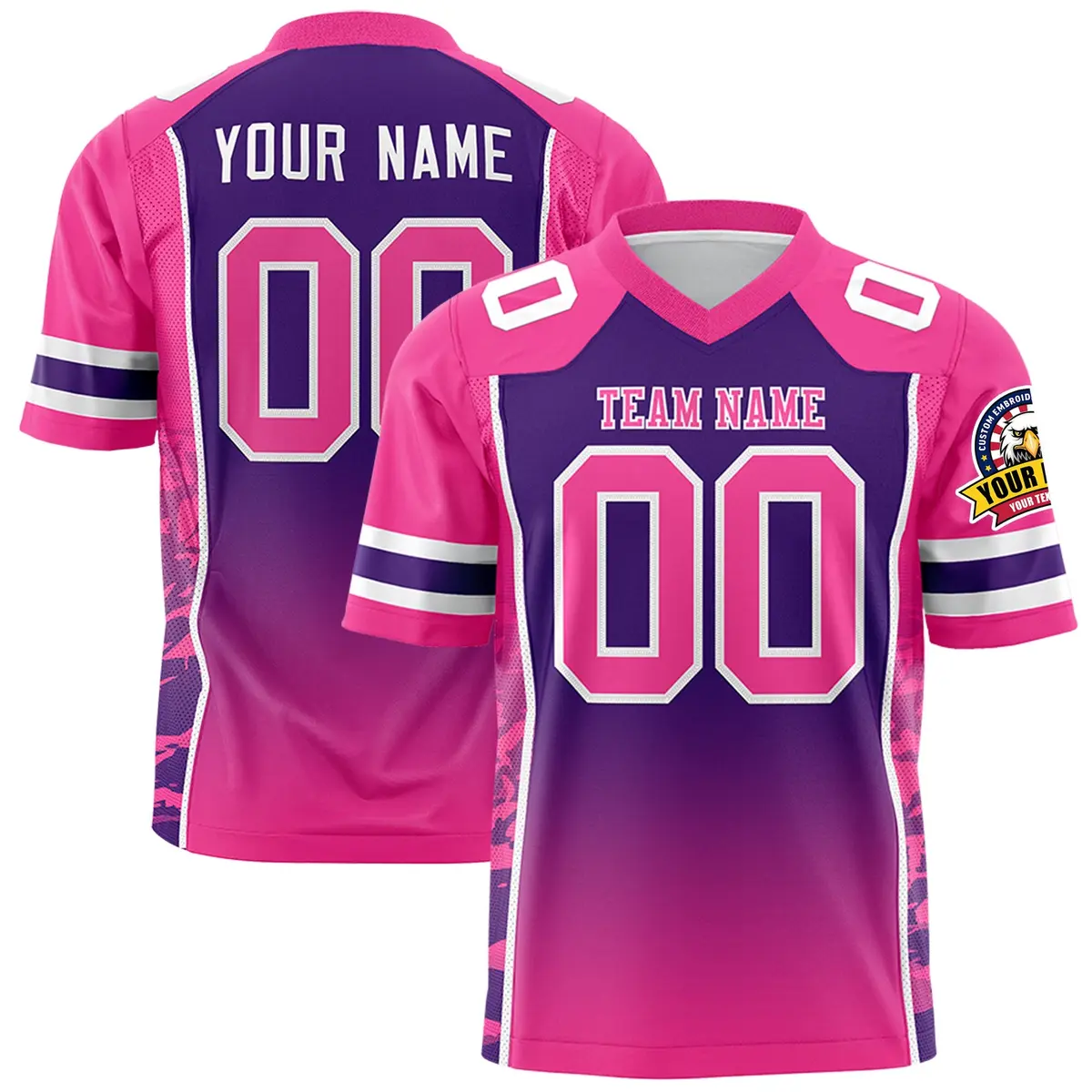 Purple Pink Gradient Side Pattern Authentic Football Jersey