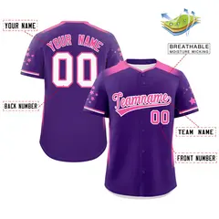 Purple Pink Gradient Side Star Pattern Baseball Jersey 2