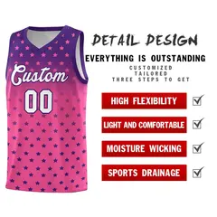 Purple Pink Gradient Star Pattern Basketball Jersey Sets 2