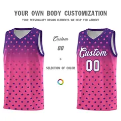 Purple Pink Gradient Star Pattern Basketball Jersey Sets 3