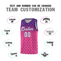 Purple Pink Gradient Star Pattern Basketball Jersey Sets 4