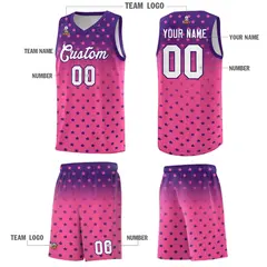Purple Pink Gradient Star Pattern Basketball Jersey Sets 5