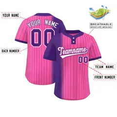 Purple Pink Gradient Stripe Two-Button Softball Jersey 2