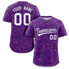 Purple Pink Graffiti Line Art Authentic Baseball Jersey