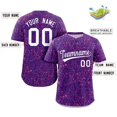 Purple Pink Graffiti Line Art Authentic Baseball Jersey 2