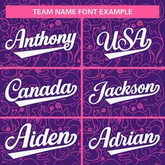 Purple Pink Graffiti Line Art Authentic Baseball Jersey 3