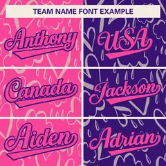 Purple Pink Graffiti Pattern Split Letterman Bomber Baseball Jacket 5