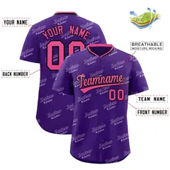 Purple Pink Graffiti Text Full Button Baseball Jersey 2