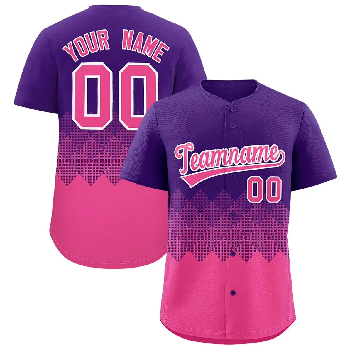Purple Pink Grid Blur Pattern Baseball Jersey