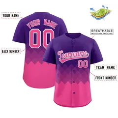 Purple Pink Grid Blur Pattern Baseball Jersey 2