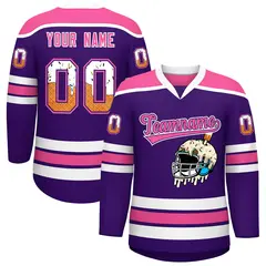 Purple Pink Ice Cream Helmet Pattern Hockey Jersey 1