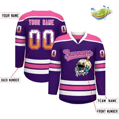 Purple Pink Ice Cream Helmet Pattern Hockey Jersey 2