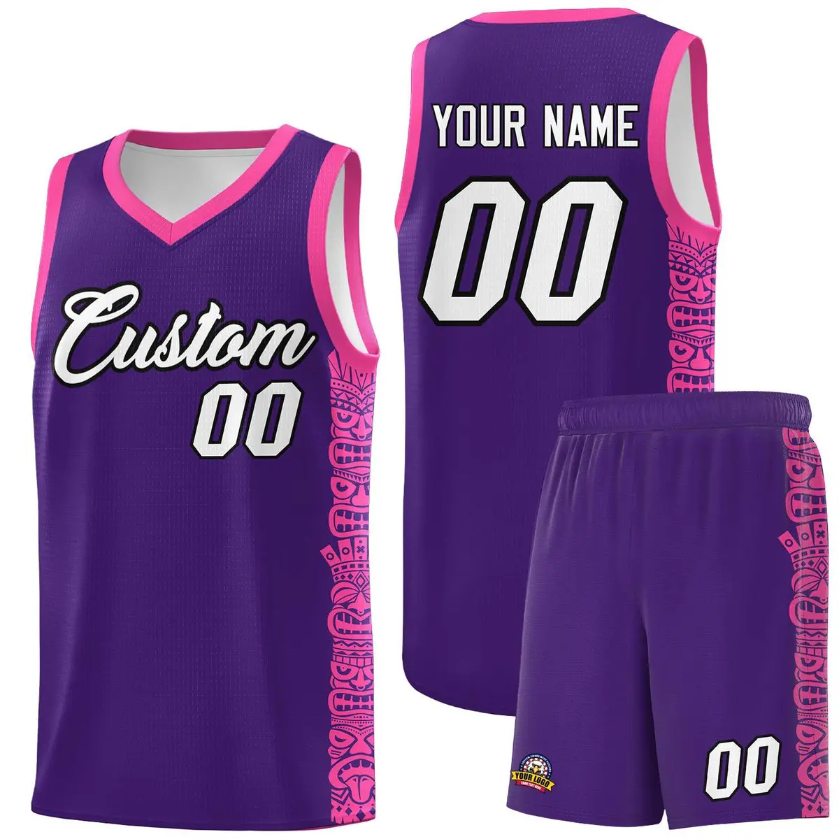 Purple Pink Indians Pattern Basketball Uniform Jersey
