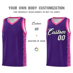 Purple Pink Indians Pattern Basketball Uniform Jersey 3