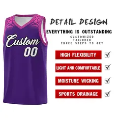 Purple Pink Indians Print Basketball Uniform Jersey 2