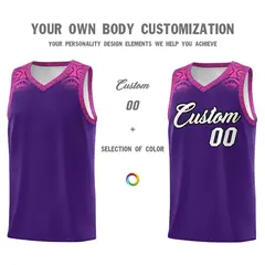 Purple Pink Indians Print Basketball Uniform Jersey 3