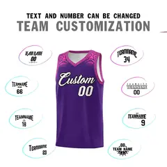Purple Pink Indians Print Basketball Uniform Jersey 4