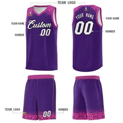 Purple Pink Indians Print Basketball Uniform Jersey 5