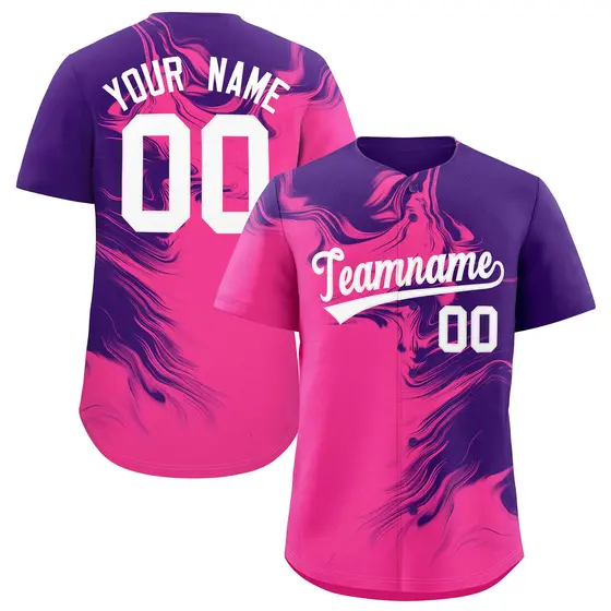 Purple Pink Ink Pattern Authentic Baseball Jersey