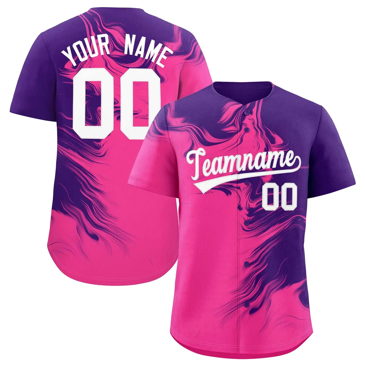 Purple Pink Ink Pattern Authentic Baseball Jersey
