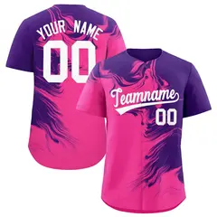 Purple Pink Ink Pattern Authentic Baseball Jersey 1