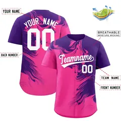 Purple Pink Ink Pattern Authentic Baseball Jersey 2