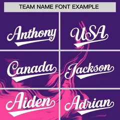 Purple Pink Ink Pattern Authentic Baseball Jersey 3