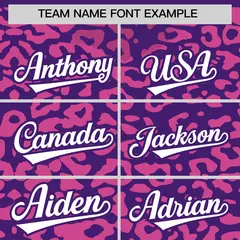 Purple Pink Leopard Print Baseball Jersey 3