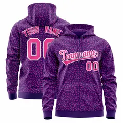 Purple Pink Leopard Print Varsity Letterman Jacket Hoodie 1