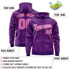Purple Pink Leopard Print Varsity Letterman Jacket Hoodie 4