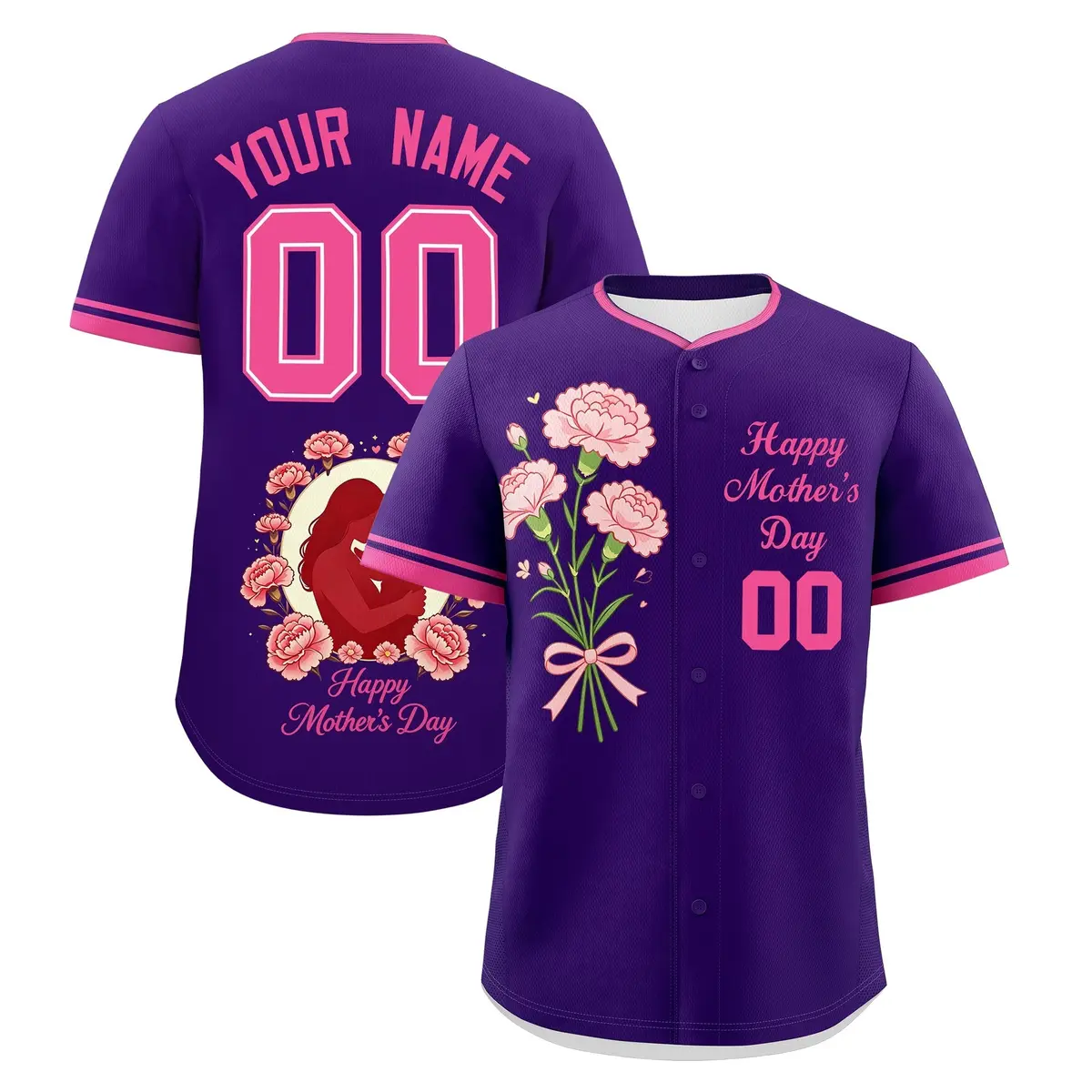 Purple Pink Mother's Day Baseball Jersey