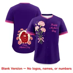 Purple Pink Mother's Day Baseball Jersey 7