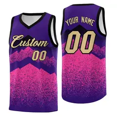 Purple Pink Mountain Fade Gradient Fashion Basketball Jersey 1