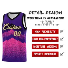 Purple Pink Mountain Fade Gradient Fashion Basketball Jersey 2