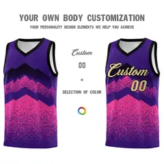 Purple Pink Mountain Fade Gradient Fashion Basketball Jersey 3