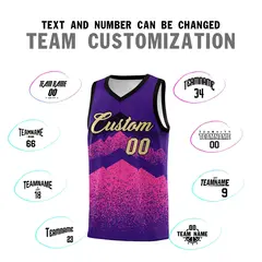 Purple Pink Mountain Fade Gradient Fashion Basketball Jersey 4
