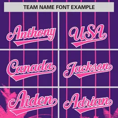 Purple Pink Pinstripe Coconut Tree Baseball Jersey 3