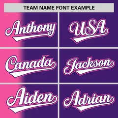 Purple Pink Pinstripe Gradient Baseball Jersey 3