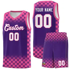 Purple Pink Plaid Basketball Jersey for Teams