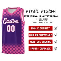 Purple Pink Plaid Basketball Jersey for Teams 2