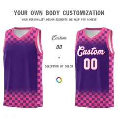 Purple Pink Plaid Basketball Jersey for Teams 3