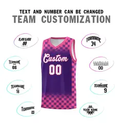 Purple Pink Plaid Basketball Jersey for Teams 4
