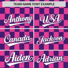 Purple Pink Plaid Fashion Authentic Baseball Jersey 3