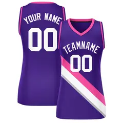 Women's Purple Pink-Purple Thick Slash Mesh Basketball Jersey 1